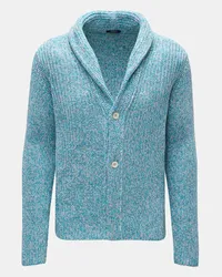 04651/ Cardigan 'Rainbow' türkis/weiß/graublau meliert Blau