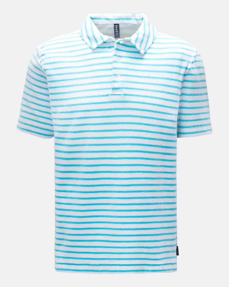 04651/ Herren - Frottee-Poloshirt 'Terry Stripe Polo' türkis/weiß gestreift Türkis