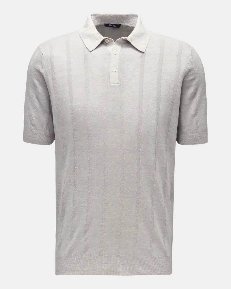 04651/ Herren - Kurzarm-Strickpolo 'Linen Knit' hellgrau Hellgrau