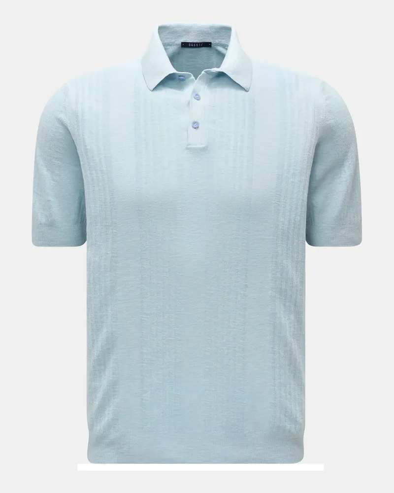 04651/ Herren - Kurzarm-Strickpolo hellblau Hellblau