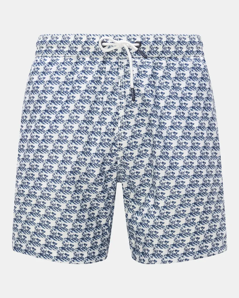 04651/ Herren - Badeshorts 'Neptun Swim' weiß/navy gemustert Navy