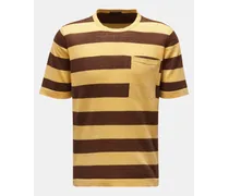 Kurzarm-Pullover 'Striped Tee' gelb/braun gestreift