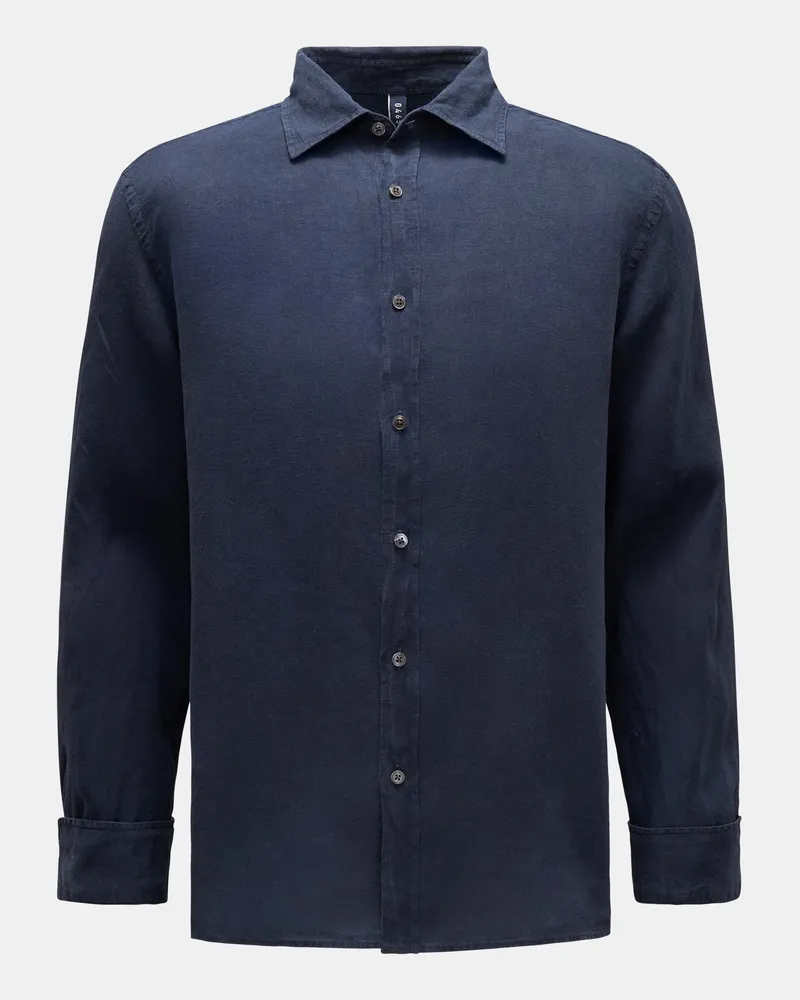04651/ Herren - Leinenhemd Haifisch-Kragen navy Navy