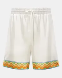 Casablanca Paris Seiden-Shorts 'Afro Cubism Tennis Club' weiß Weiß