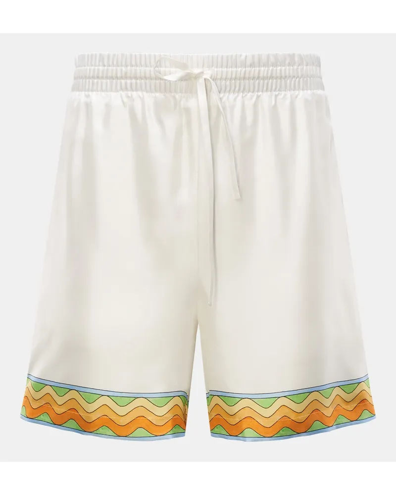 Casablanca Paris Seiden-Shorts 'Afro Cubism Tennis Club' weiß Weiß