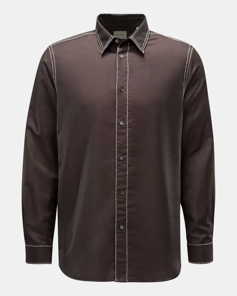 Paul Smith Herren - Casual Hemd Kent-Kragen dunkelbraun Dunkelbraun