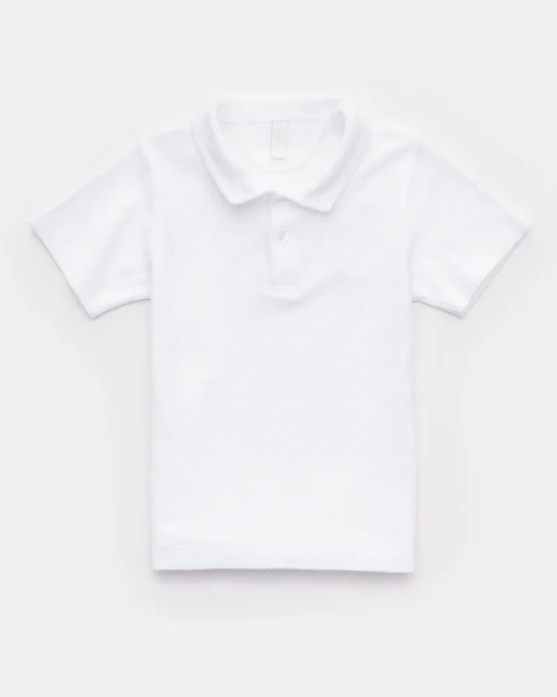04651/ Herren - Kinder Frottee-Poloshirt 'Kids Terry Polo' weiß Weiß