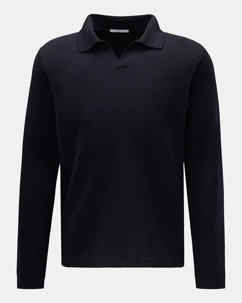 04651/ Herren - Merino Strickpolo 'Oyster' navy Navy