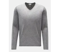 V-Ausschnitt-Pullover grau meliert