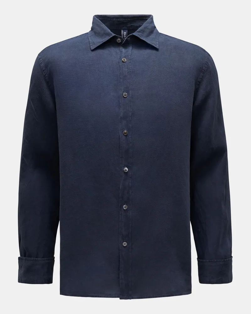 04651/ Herren - Leinenhemd Haifisch-Kragen navy Navy