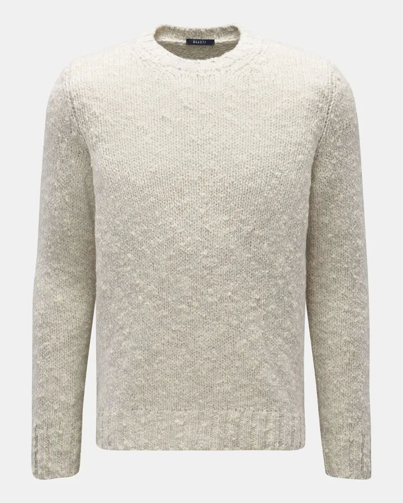 04651/ Herren - Rundhalspullover 'Handknit Crew' creme/hellgrau Creme
