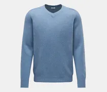Herren - Cashmere V-Neck Pullover rauchblau