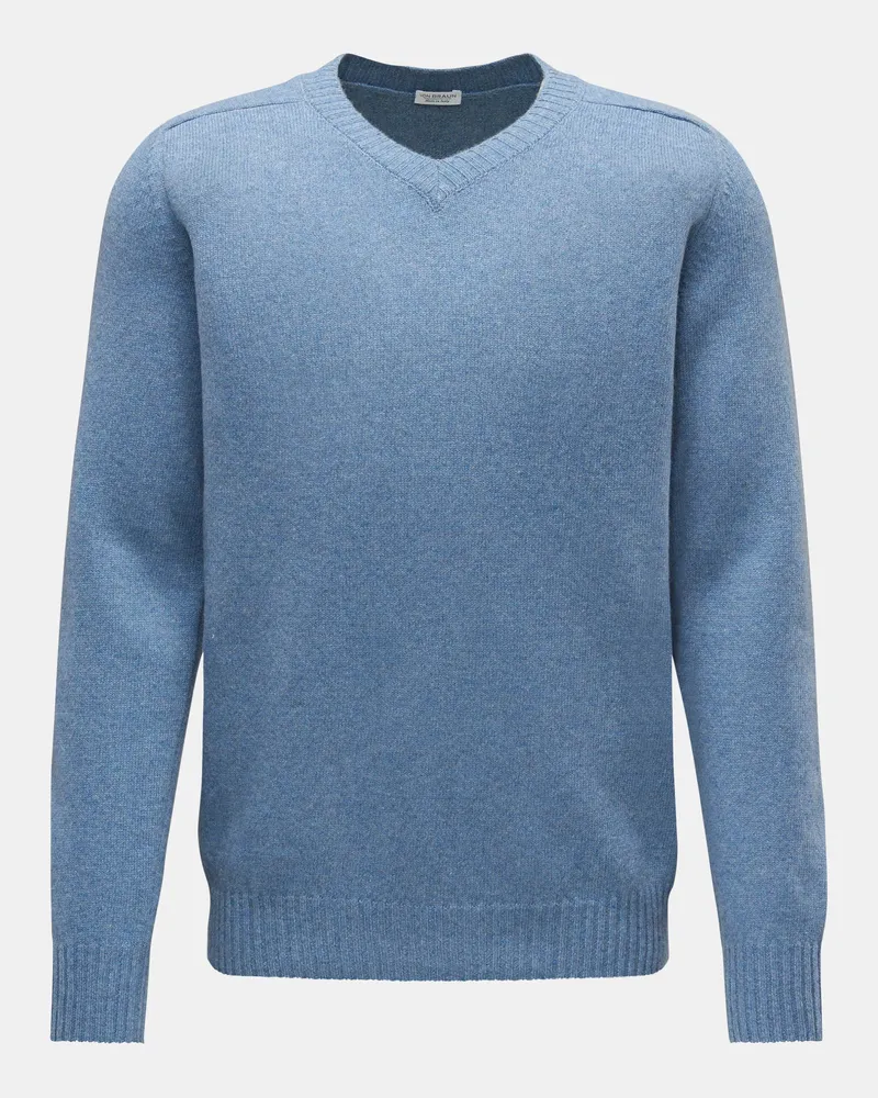 von BRAUN Herren - Cashmere V-Neck Pullover rauchblau Rauchblau