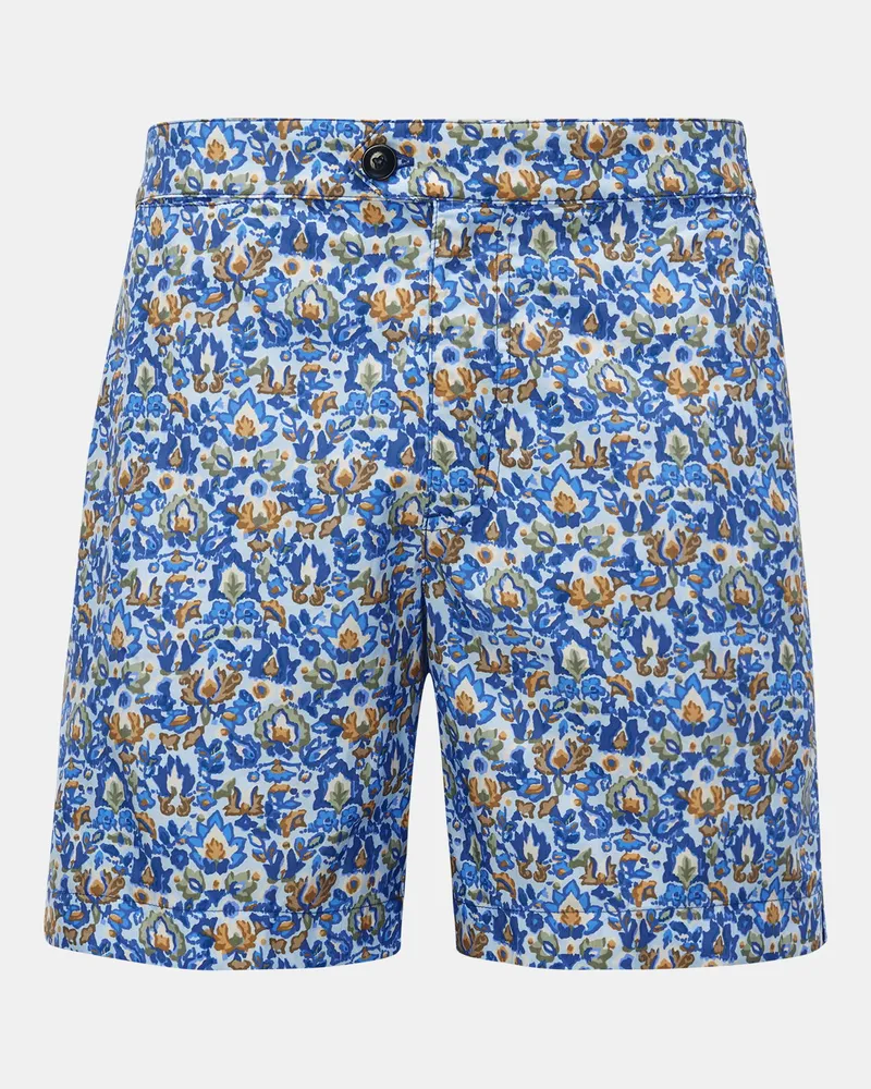 Incotex Herren - Badeshorts blau/grün gemustert Blau