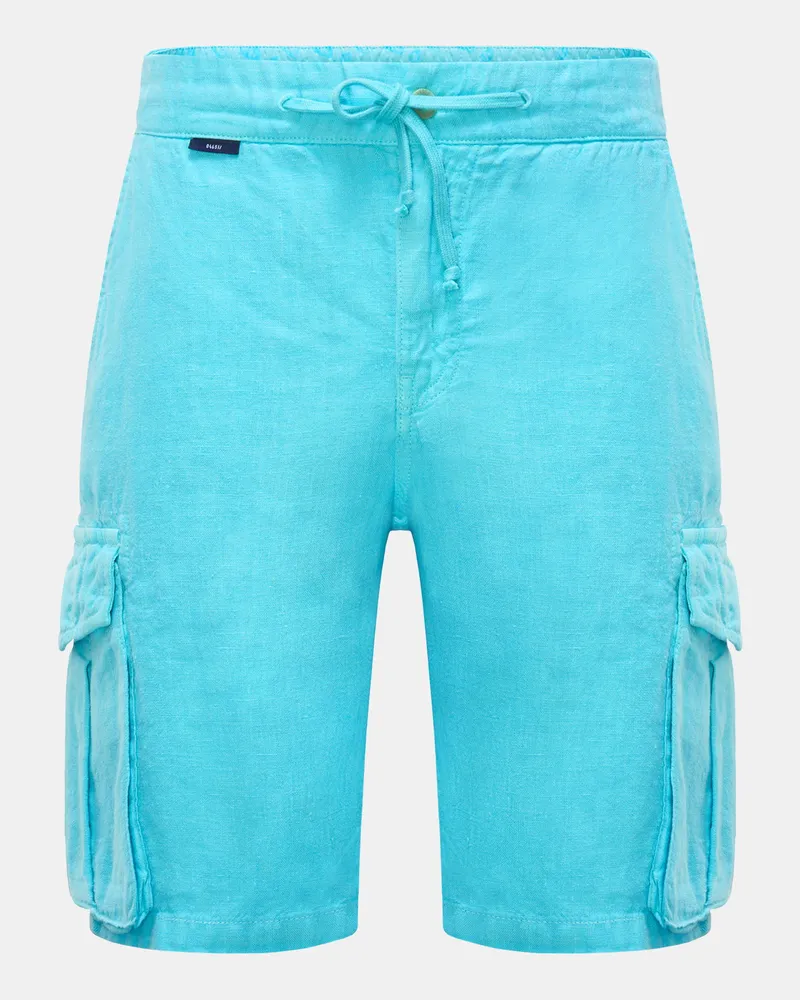 04651/ Herren - Leinen Cargo-Bermudas 'Linen Cargo' türkis Türkis