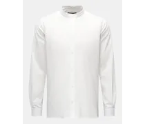 Seersucker Hemd Grandad-Kragen weiß
