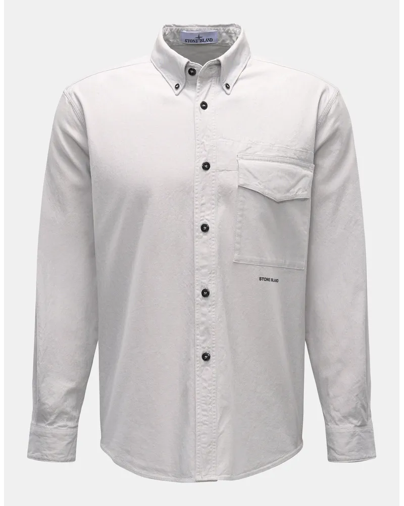 Stone Island Oxford-Hemd Button-Down-Kragen hellgrau Hellgrau