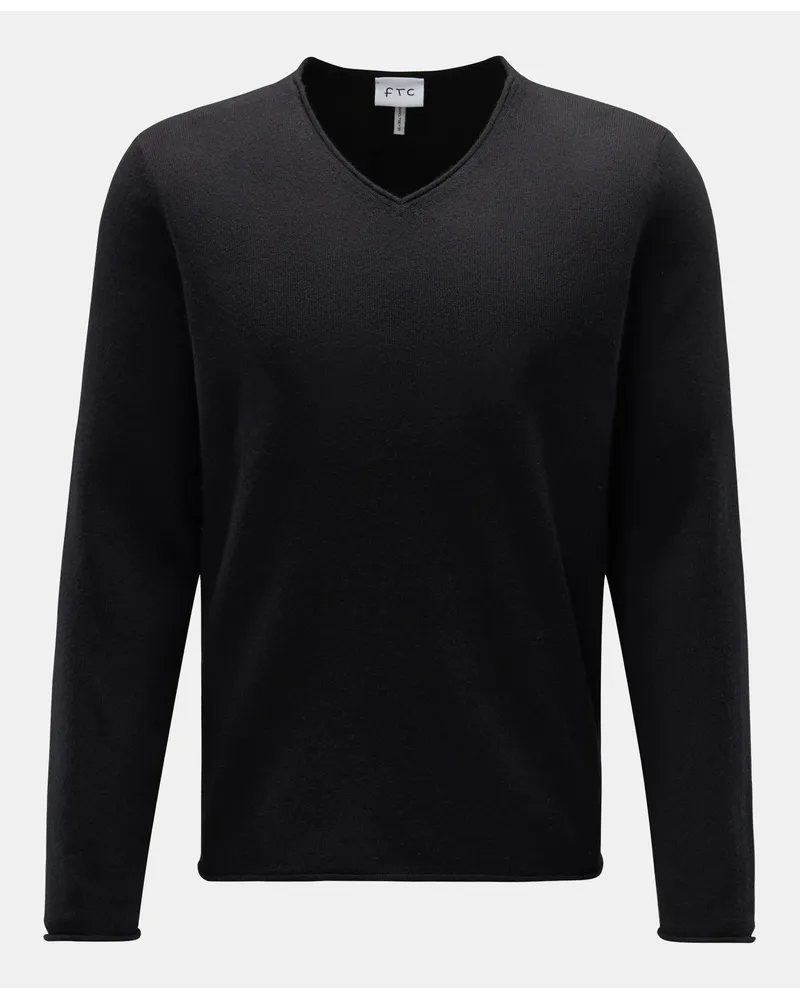 FTC Cashmere V-Ausschnitt-Pullover schwarz Schwarz