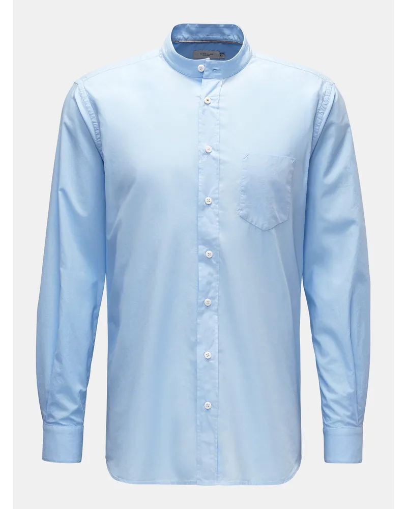 Weber+Weber Casual Hemd 'Vintage Popeline Collar Shirt' Grandad-Kragen hellblau Hellblau