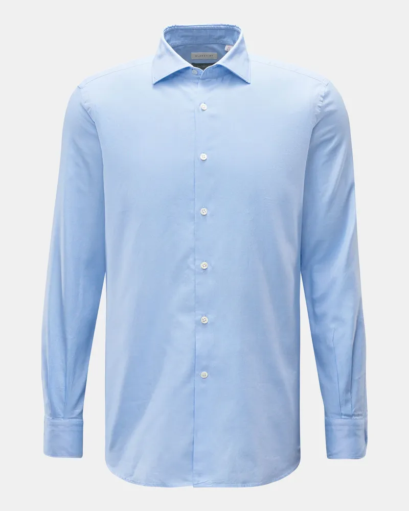 Glanshirt Herren - Oxford-Hemd Haifisch-Kragen hellblau Hellblau