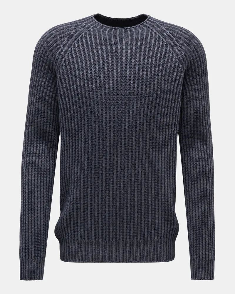 04651/ Herren - Wende-Rundhalspullover 'Foggy Rip' navy/dunkelgrau Navy