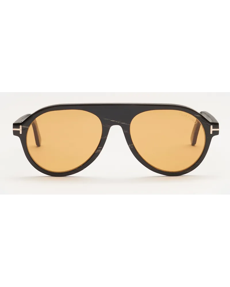 Tom Ford Horn-Sonnenbrille 'Private Collection' dunkelbraun /gelb