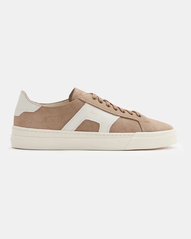 Santoni Herren - Sneaker 'Double Buckle' taupe/weiß Taupe