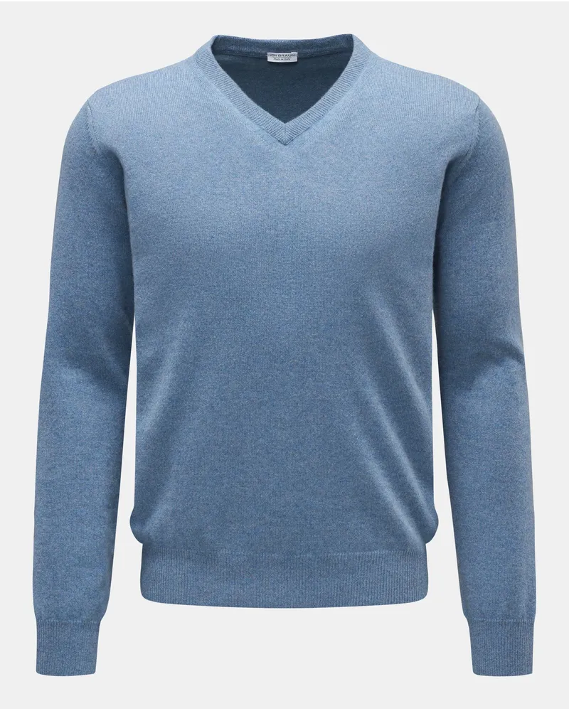 von BRAUN Kaschmirpullover mit V-Ausschnitt rauchblau Rauchblau