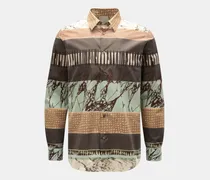 Herren - Casual Hemd Kent-Kragen dunkelbraun/mintgrün/hellbraun gemustert