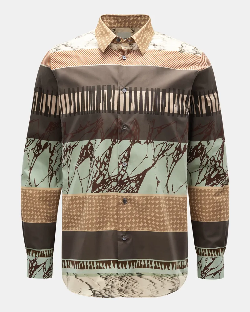 Paul Smith Herren - Casual Hemd Kent-Kragen dunkelbraun/mintgrün/hellbraun gemustert Dunkelbraun