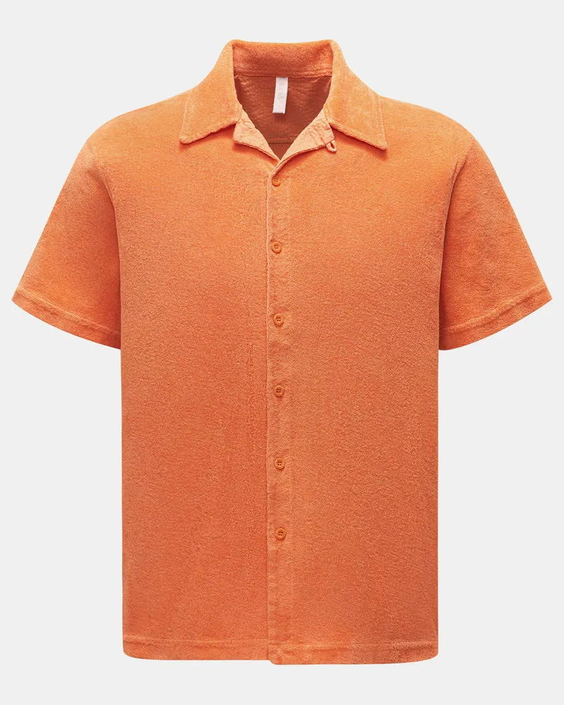 04651/ Herren - Frottee-Kurzarmhemd 'Terry Shirt' Kubanischer Kragen orange Orange