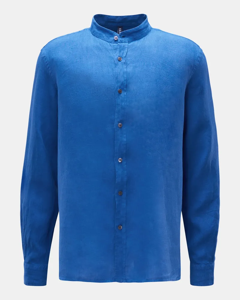 04651/ Herren - Leinenhemd 'Linen Guru' Grandad-Kragen blau Blau