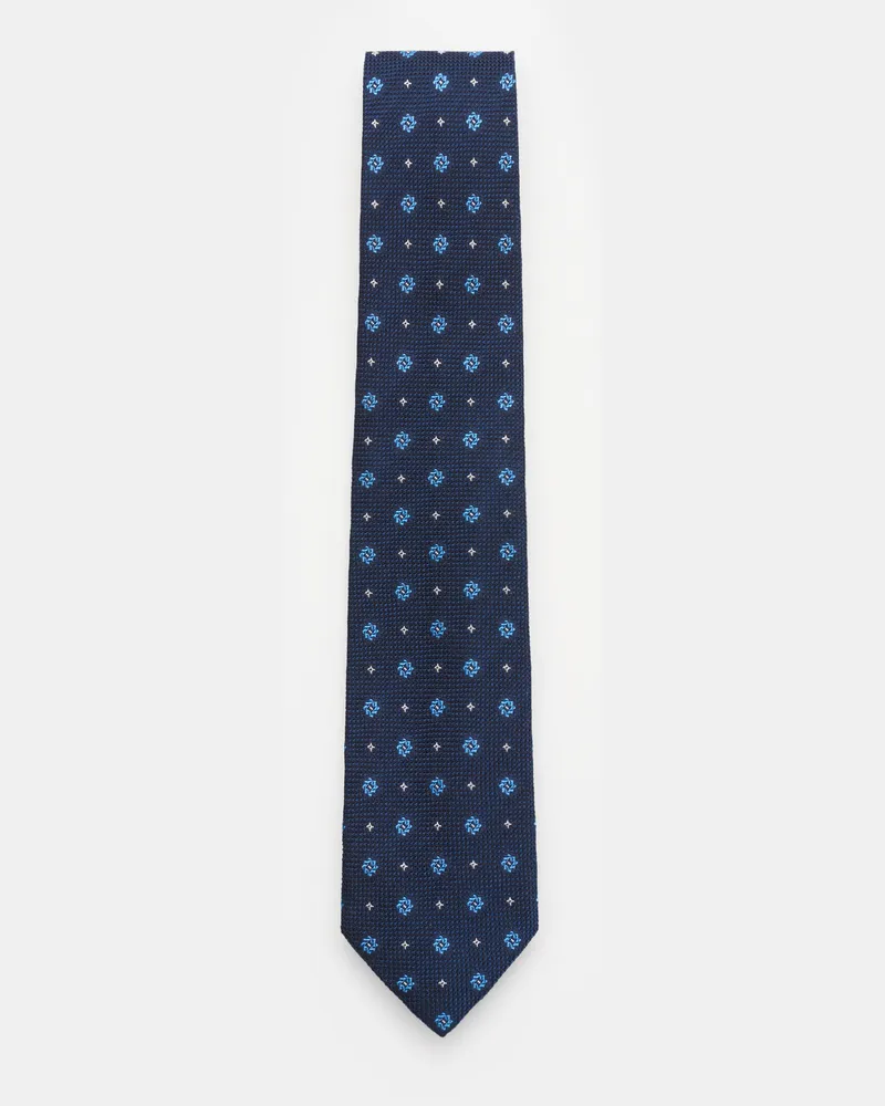 Bigli Herren - Seidenkrawatte 'Laos' navy/blau/weiß gemustert Navy