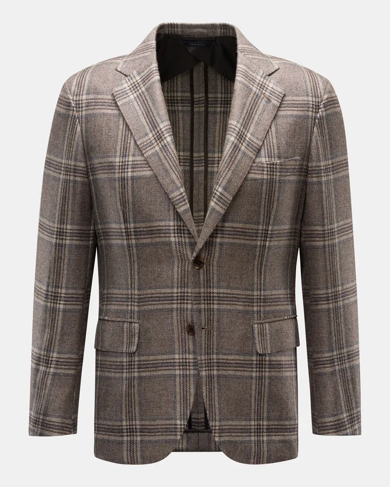 Brioni Herren - Cashmere Sakko 'New Plume' dunkelbraun/beige kariert Dunkelbraun
