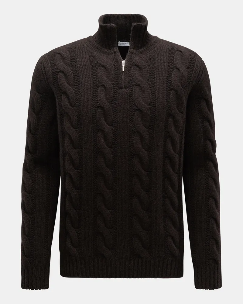 von BRAUN Herren - Cashmere Troyer dunkelbraun Dunkelbraun