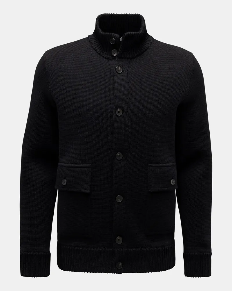 von BRAUN Herren - Merino Cardigan schwarz Schwarz
