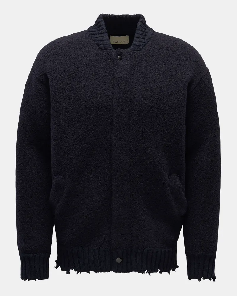 Laneus Herren - Strickblouson 'Bouclé Bomber' navy Navy