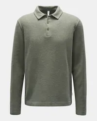 04651/ Fleece-Longsleeve-Poloshirt 'Oyster' graugrün Graugrün