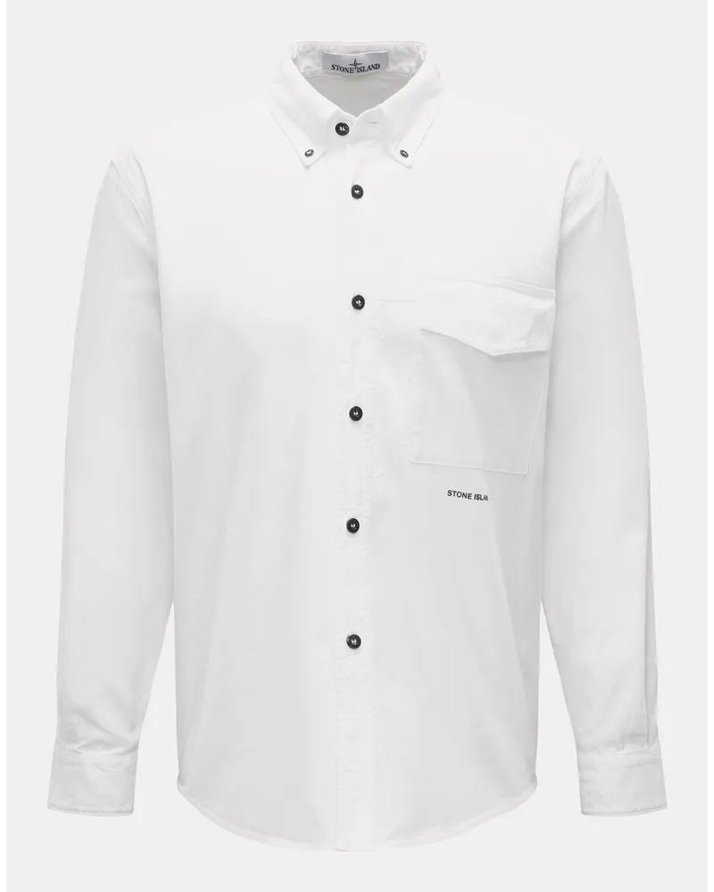 Stone Island Oxford-Hemd Button-Down-Kragen weiß Weiß