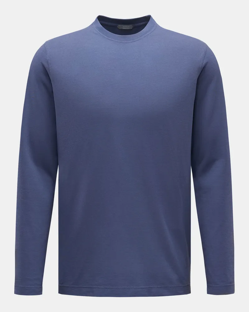 Zanone Herren - Rundhals-Longsleeve dunkelblau Dunkelblau