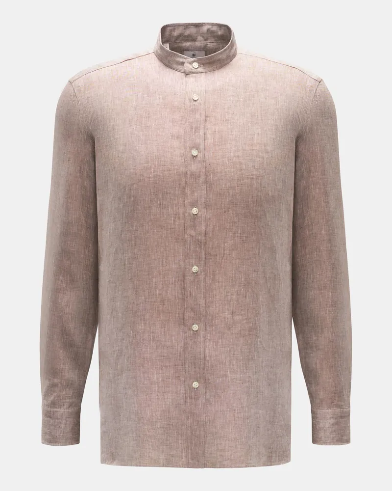 Giampaolo Viozzi Herren - Leinenhemd Grandad-Kragen braun Braun