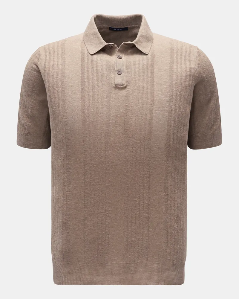 04651/ Herren - Kurzarm-Strickpolo taupe Taupe