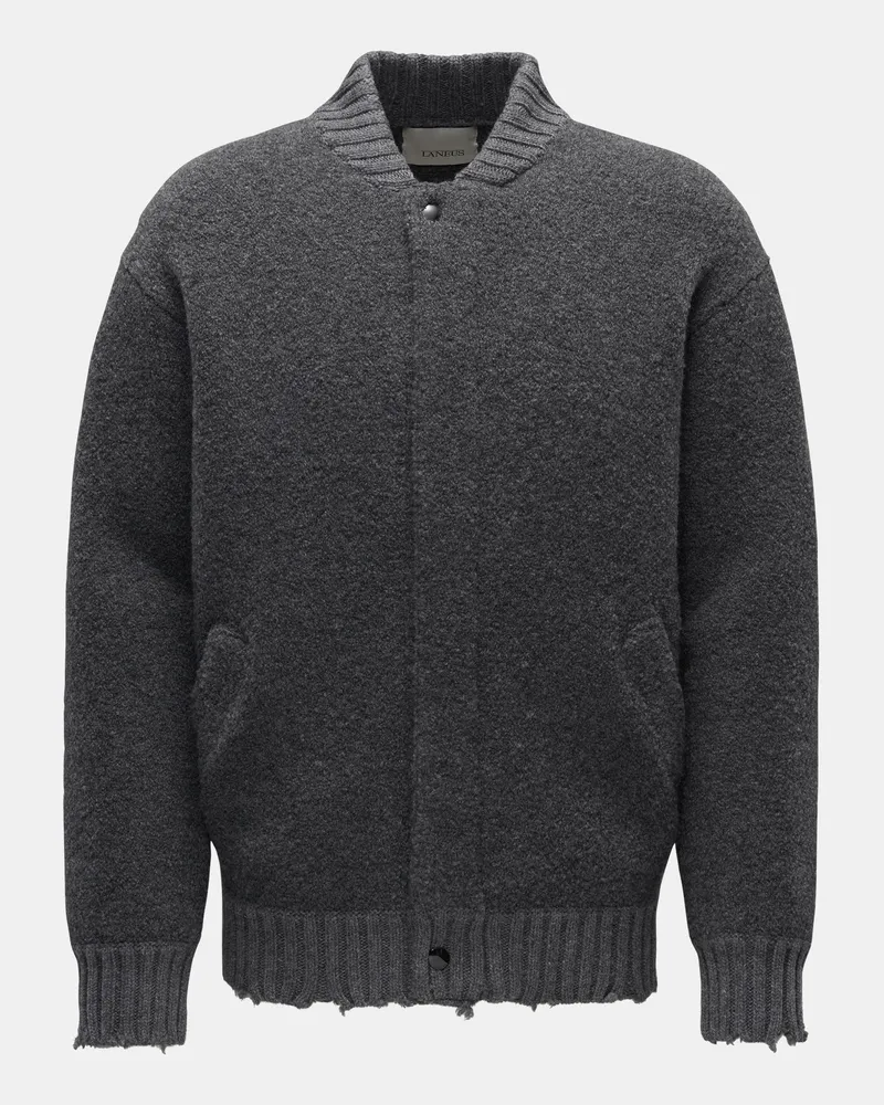 Laneus Herren - Strickblouson 'Bouclé Bomber' grau Grau
