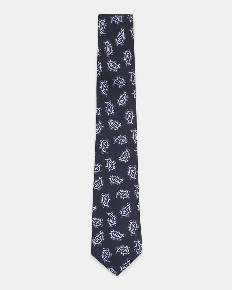 Luigi Borrelli Herren - Seidenkrawatte navy/hellblau/creme gemustert Navy
