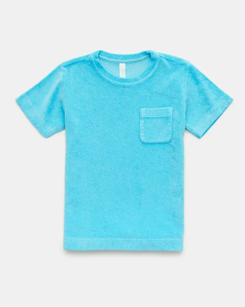 04651/ Herren - Kinder Frottee Rundhals-T-Shirt 'Kids Terry Tee' türkis Türkis