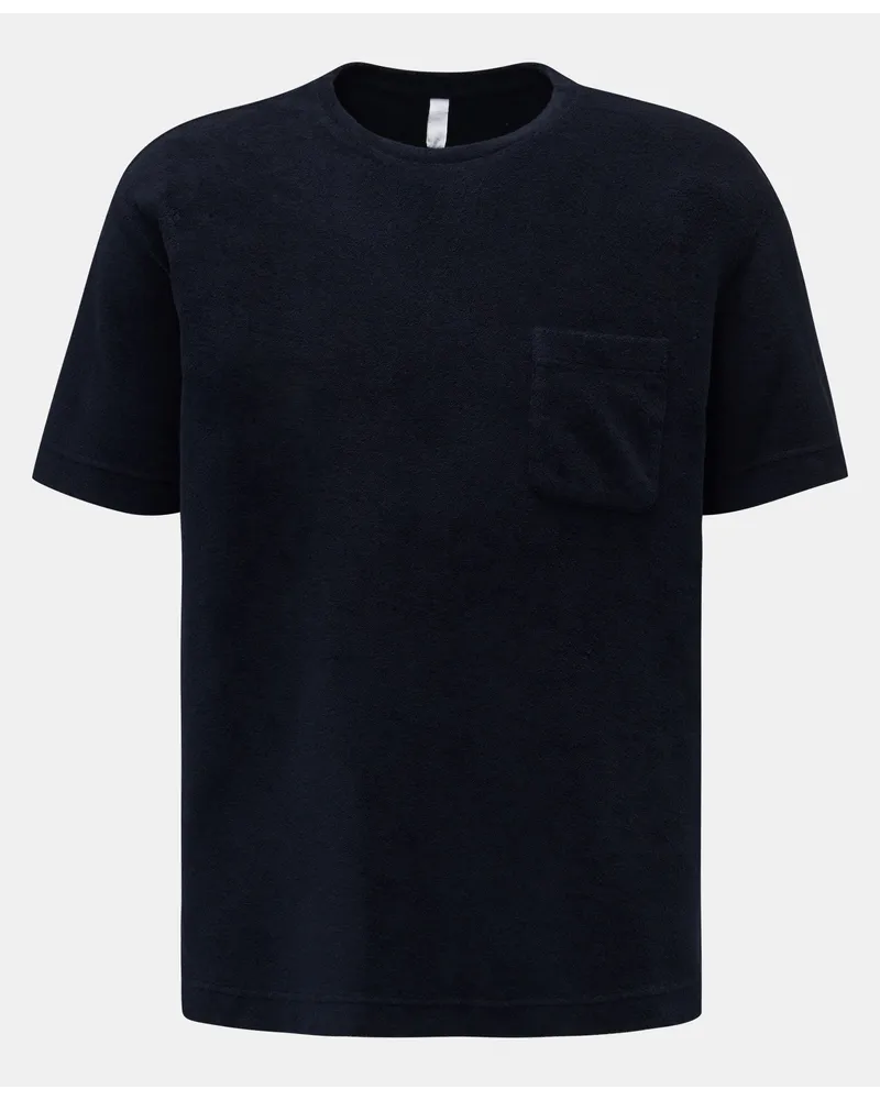 04651/ Frottee Rundhals-T-Shirt 'Terry Tee' navy