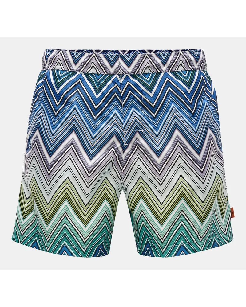 Missoni Badeshorts dunkelblau/grün/weiß Blau