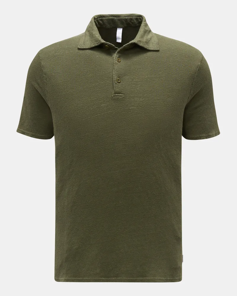 04651/ Herren - Leinen Jersey-Poloshirt oliv Oliv