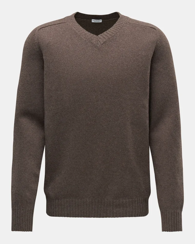 von BRAUN Herren - Cashmere V-Neck Pullover graubraun Graubraun