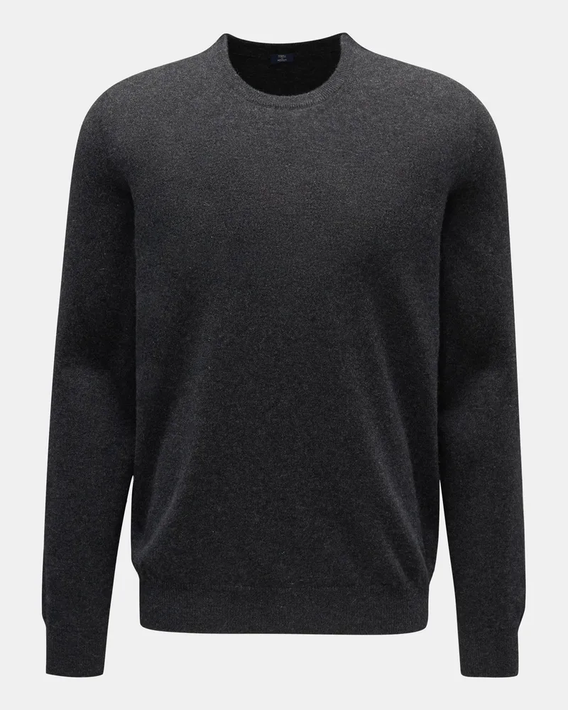 Fedeli Herren - Cashmere Rundhalspullover dunkelgrau Anthrazit